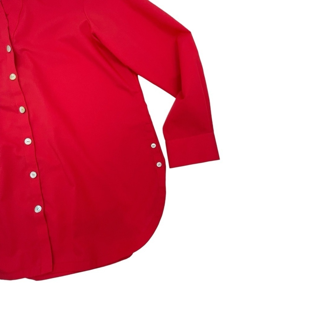 Foxcroft Womens Size 18 wrinkle Red button down shirt blouse Y neck top - Picture 4 of 8